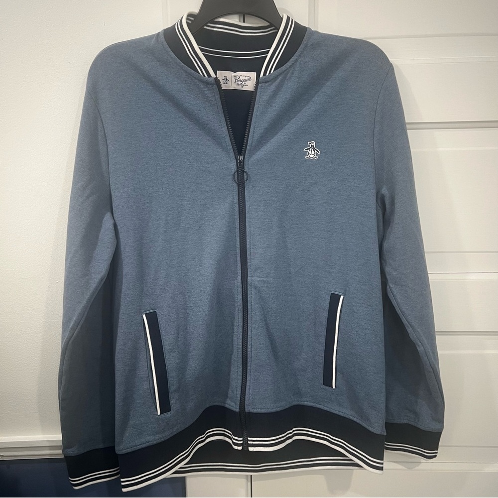 Original Penguin Navy Zip-Up Jacket banded bomber large